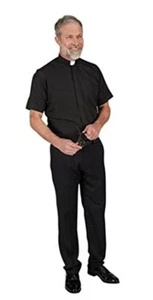 R.J. Toomey Mens Summer Comfort Short Sleeve Clergy Shirt Black - Picture 1 of 2