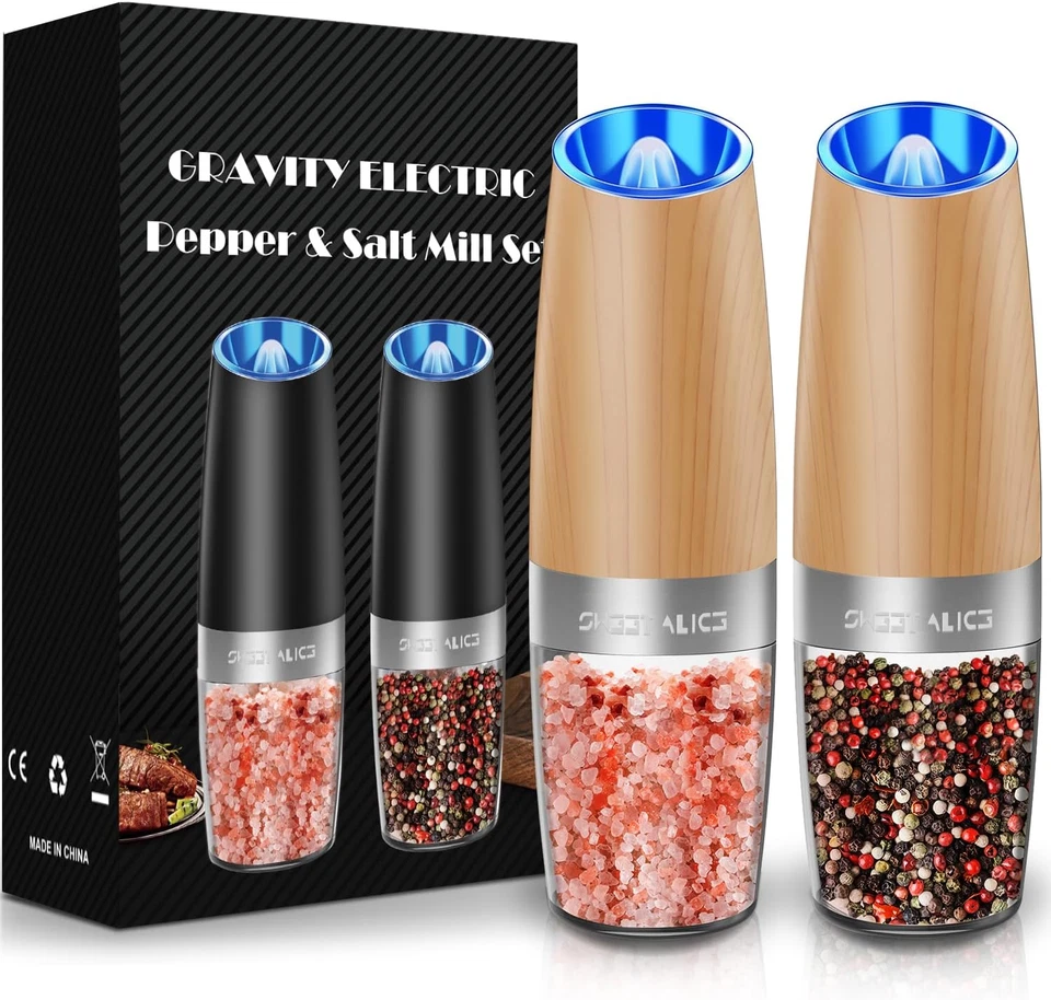 Gravity Electric Salt and Pepper Grinder Set with LED Light, 2 Pack - Image 1 of 4