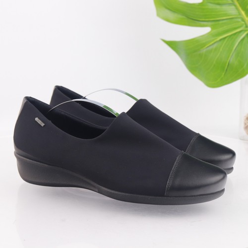 Mocassino da donna Ecco Rise GTX taglia 39 8 impermeabile zeppa bassa scarpe slip on nero