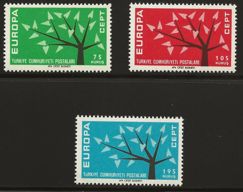Turkey Scott #1553-55, Singles 1962 Juego Completo FVF MH Foto 1 de 1