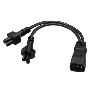 Y-splitter Adapter Cable IEC320 C14 Plug 3-Pin Male to C5+C5 Female Power Cord - Picture 1 of 6
