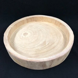 Dekorative Paulownia handgeschnitzt 17 Zoll Runde Holz Teig Schüssel Herzstück Tablett - Bild 1 von 12