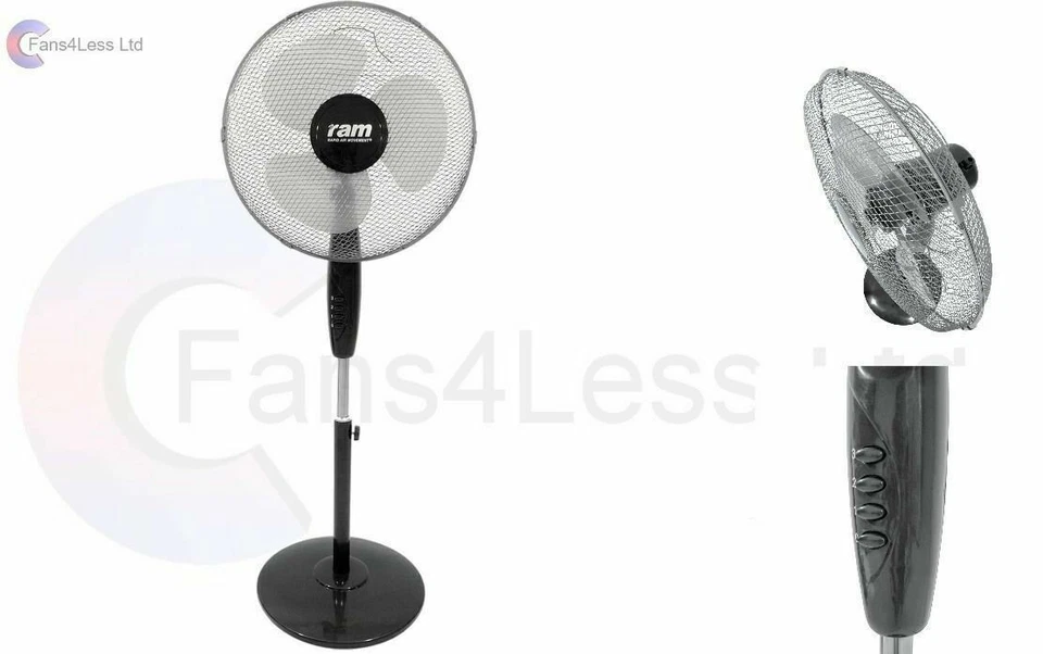 16" RAM Pedestal Fan Circulation Hydroponics Cooling Oscillating Ex-tenable Fan - Image 1 of 1