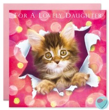 Daughter Birthday Card Girls Kitten Gift Wrap to or from Maine Coon Cat Lover