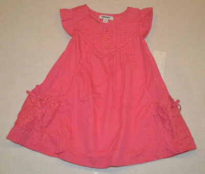 Baby Girl DKNY Pink Patch Pocket Short Sleeve Dress Sizes 2T, 3T, 4T - Image 1 of 3