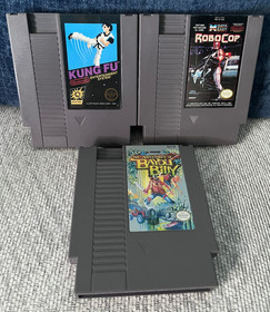 Nes Games Lot Kung Fu, Robocop, Adventures of Bayou Billy - Tested and Working!