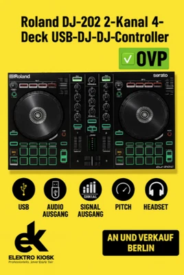 🎹 Roland DJ-202 2-Kanal 4-Deck USB DJ Midi Controller Dj Equipment Audio ✅ OVP - Bild 1 von 4