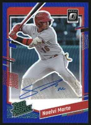 2023 Donruss Optic Rated Prospects Signatures Blue #29 Noelvi Marte Auto /75 - Image 1 of 2