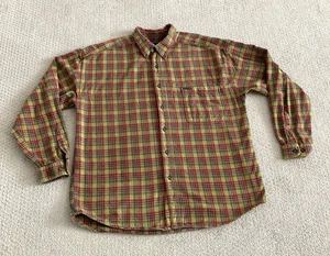 Men’s Vintage Structure Flannel Shirt Red Mustard Plaid Button Down Size XL - Picture 1 of 11