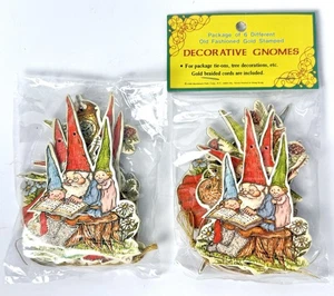 Vtg Christmas Gnome Ornament Gift Tag Victorian Merrimack Cardboard 80s Lot 13 - Picture 1 of 20