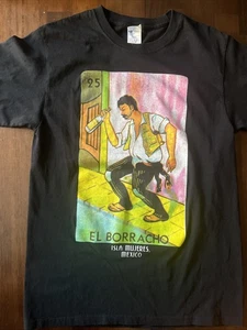 Men’s El Borracho t-shirt Graphic Print Drunken Man Yazbek Size M Isla Mujares - Picture 1 of 5