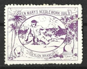 CEYLON QUEEN MARYS NEEDLEWORK GUILD CINDERELLA STAMP MINT (FAULTS) - Picture 1 of 2