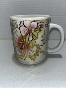 Vintage Laurel Burch Keramik Kaffee Tee Becher 1993 Blütende Spirituose 12 Oz - Bild 1 von 6