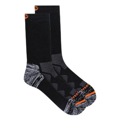 Merrell Unisex Premium Work Wool Blend Crew Socks Black Size Medium / Large  - Image 1 of 4