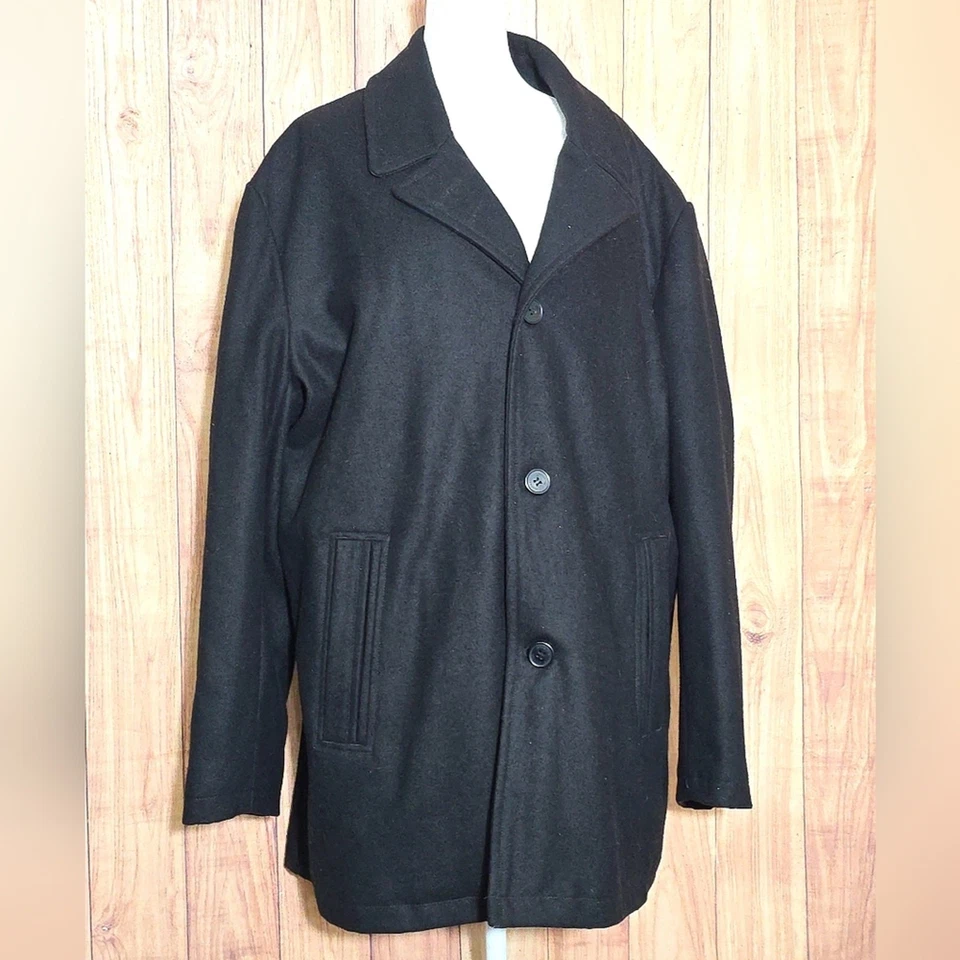 London Fog Collection Men Wool Blend Black Car Overcoat Size XL (Good Condition) - Image 1 of 4