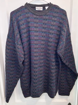 Suéter Pullover Giorgio Di Firenze Abuelo Rayas Cuello Redondo Mezcla Lana Para Hombres L Foto 1 de 4