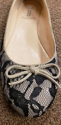 Enzo Angiolini Damas Planos Talla 8 Cuero Superior Encaje Negro y Crema Foto 1 de 4