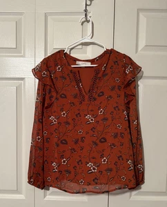 Blusa LOFT Estampado Floral Óxido Manga Larga Cuello en V ~ Talla Pequeña ~ ¡NUEVA! - Imagen 1 de 4