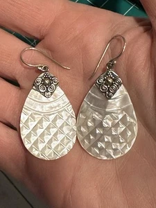 Robert Manse 18k Yellow Gold & Sterling 925 Ivory Mother of Pearl MOP earrings - Picture 1 of 8