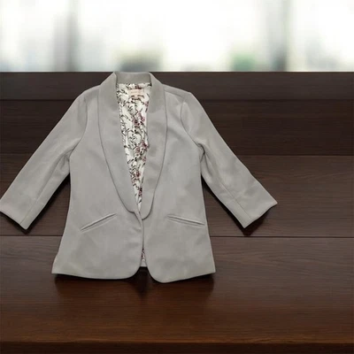 Chaqueta Blazer Skies Are Azul Para Mujer Gris Claro Cuello Chal Talla S Forrada Floral Foto 1 de 4