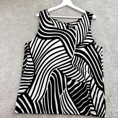 Travelers By Chico's Tank Top Womens 3 Black White Zebra Animal Print Stretch - Image 1 of 4