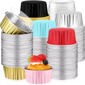 200PCS Aluminum Foil Cups-Baking Muffin Cake Cups & Lids - Picture 1 of 9