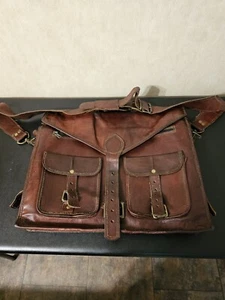 Leather Bag Vintage W/ Straps 17.5"×13" Heavy Bag - Bild 1 von 11