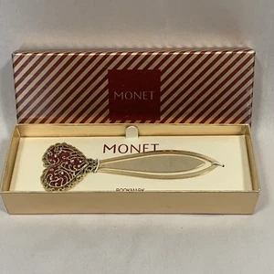 Vintage Monet Red Enamel and Rhinestone Gold Tone Bookmark - Bild 1 von 7