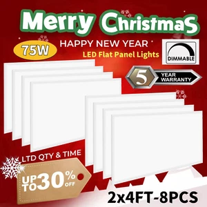 8 Pack 2x4 LED Flat Panel Light Fixture Drop Ceiling Office Lights 75W Dimmable - Picture 1 of 16