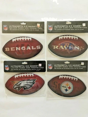 NFL 3D Football Locker Magnet: Bengals Ravens Eagles Buccaneers or Steelers Cover