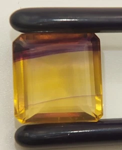 Glowing bi color fluorite gemstone - faceted natural Fluorspar 18.90 CTS - Picture 1 of 14