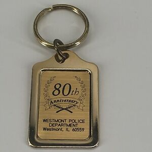 Porte-clés en métal porte-clés en métal du service de police de Westmont 80e anniversaire