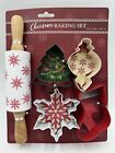 5 Piece Christmas Baking Set Includes Roller~Snow Flake~Stocking~Christmas Tree