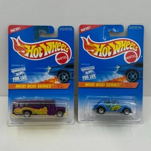 LOT OF 2 Hot Wheels Mod Bod Series 2/4 SCHOOL BUS and 3/4 VW Beetle - Picture 1 of 8