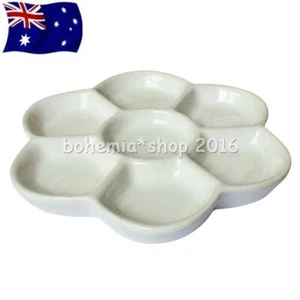 7 Well Flower Shaped Ceramic Porcleain Watercolour Palette Paint Mixing Tray - Picture 1 of 4