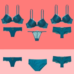 Victoria's Secret Very Sexy Shine Push-Up Bra&Panty set Lace Blue Sapphire NWT - Picture 1 of 52