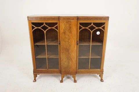 Two Door Walnut China Cabinet, Display Cabinet/Bookcase, Scotland 1930, H1004 Cover