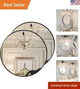 Schwarze runde gerahmte Spiegel 24 Zoll - stilvolle Wandkunst für Ihr Zuhause, 2er-Pack - Bild 1 von 8