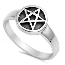 Pentagram Star Ring Solid 925 Sterling Silver Oxidized Simple Ring Size 5-10 NEW