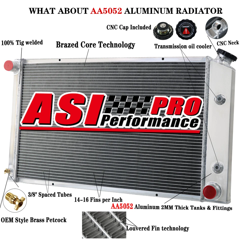 4 Rows Aluminum Radiator for1970-1981 1978 Pontiac Firebird/Trans Am V8 I6 4.3L Foto 1 de 4