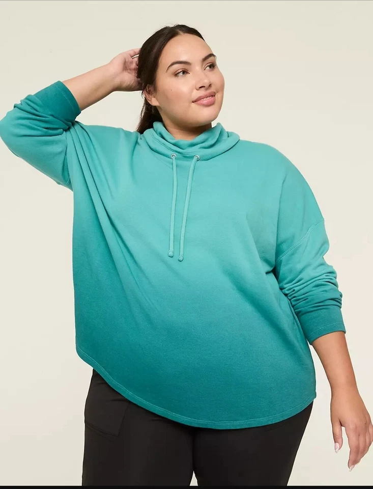 Livi Active Lane Bryant Cotton/ Poly Pullover Hoodie 26/28 Plus Funnel Neck