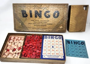 Deluxe Bingo - Vintage 1933 Edition - Milton Bradley MB 4588 - Wooden Markers - Picture 1 of 7