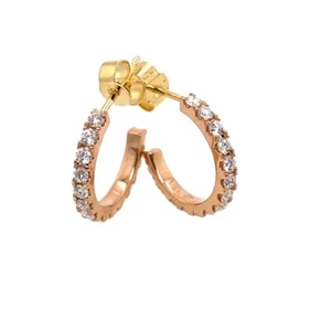 18ct Rose Gold Diamond Hoop Earrings, Set With 1.03ct Of Round Diamonds, 15mm - Picture 1 of 4