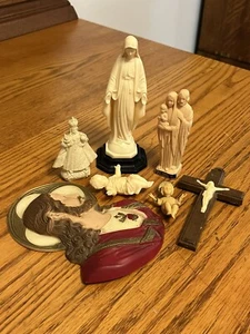 Vtg Lot Religious Catholic Statues Wall Decor More (Jesus Mary Infant Prague) - Picture 1 of 1
