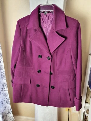 Jaqueta George XL marrom (ameixa de pelúcia) peito duplo manga longa - Imagem 1 de 4