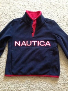 Nautica Toddler Boys S/4 Fleece Pullover Long Sleeve 1/4 Zipper Navy Red - Picture 1 of 3