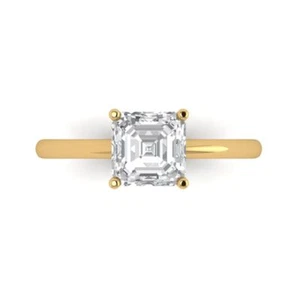 1.5Ct Asscher VVS1 Zirconia Diamond Solitaire Engagement Ring - 14K Yellow Gold - Picture 1 of 11