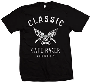 Classic Cafe Racer Motorcycle T Shirt, Custom Cafe Racer Motorbike Shirt, Ton Up - Picture 1 of 12