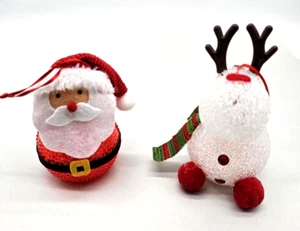 Light up Snowman Christmas Tree Ornament Acrylic Reindeer and Santa - Picture 1 of 12