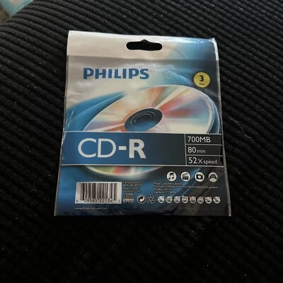 3 Disc Pack CD-R 700 MB 80 Minutes 52 X Speed Philips (1 Pack 3 Compact Discs) - Image 1 of 4